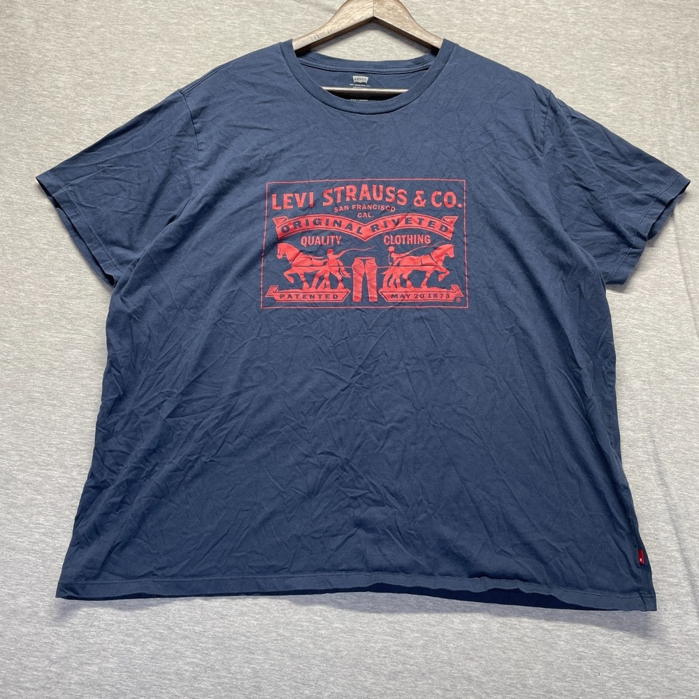 Levi's Standard Fit T-Shirt Men 2XL Navy Blue Graphic Print Cotton Everyday Wear
